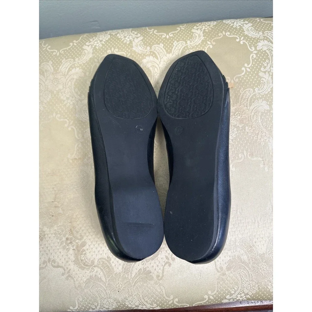 Gianni Bini Square Oval Toe Black Flats‎ Women’s Size 7.5 SEE SCUFFS